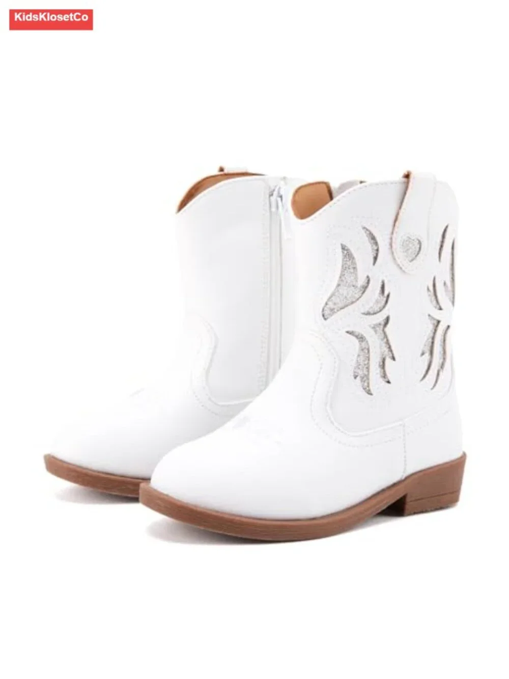 Toddler Girls Cowboy Boots Pointed Toe Western Mid Calf Side Zipper Riding Shoes