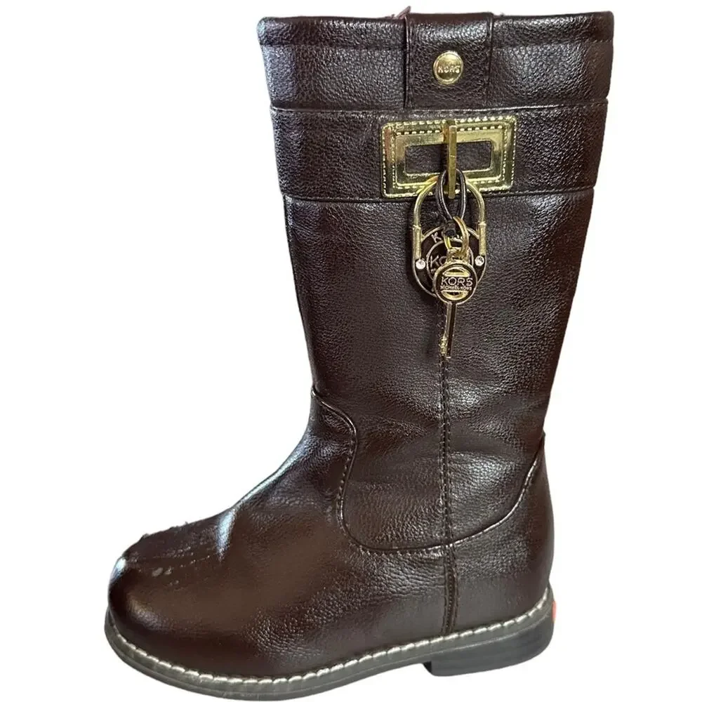 KORS Michael Kors lil Nina girl’s‎ brown dude zip boots size 7