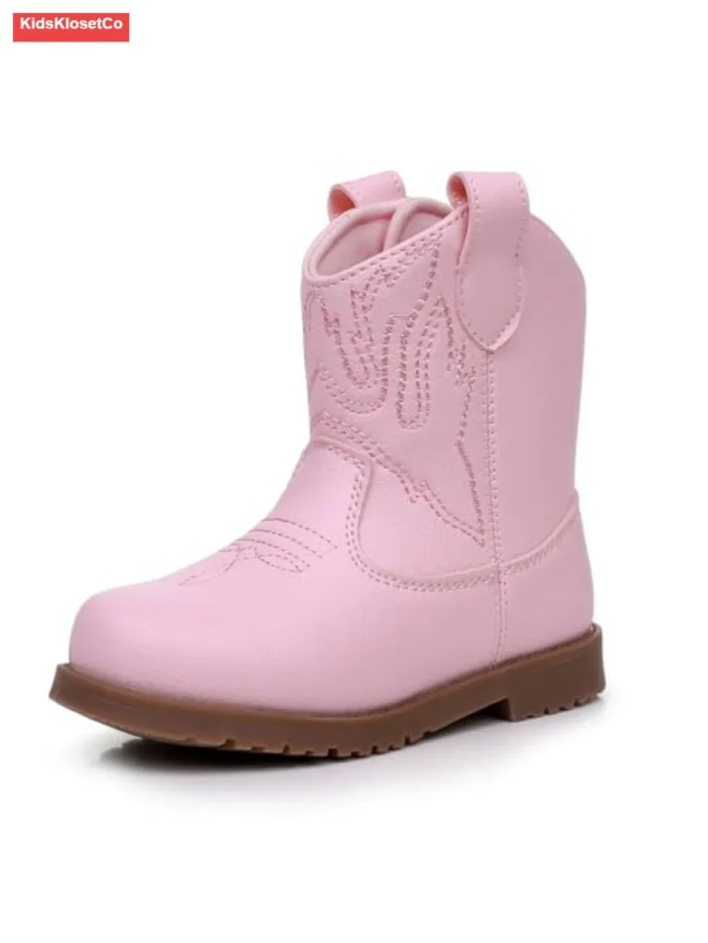Toddler Cowboy Boots with Wide Round Toe, Hook & Loop Closure