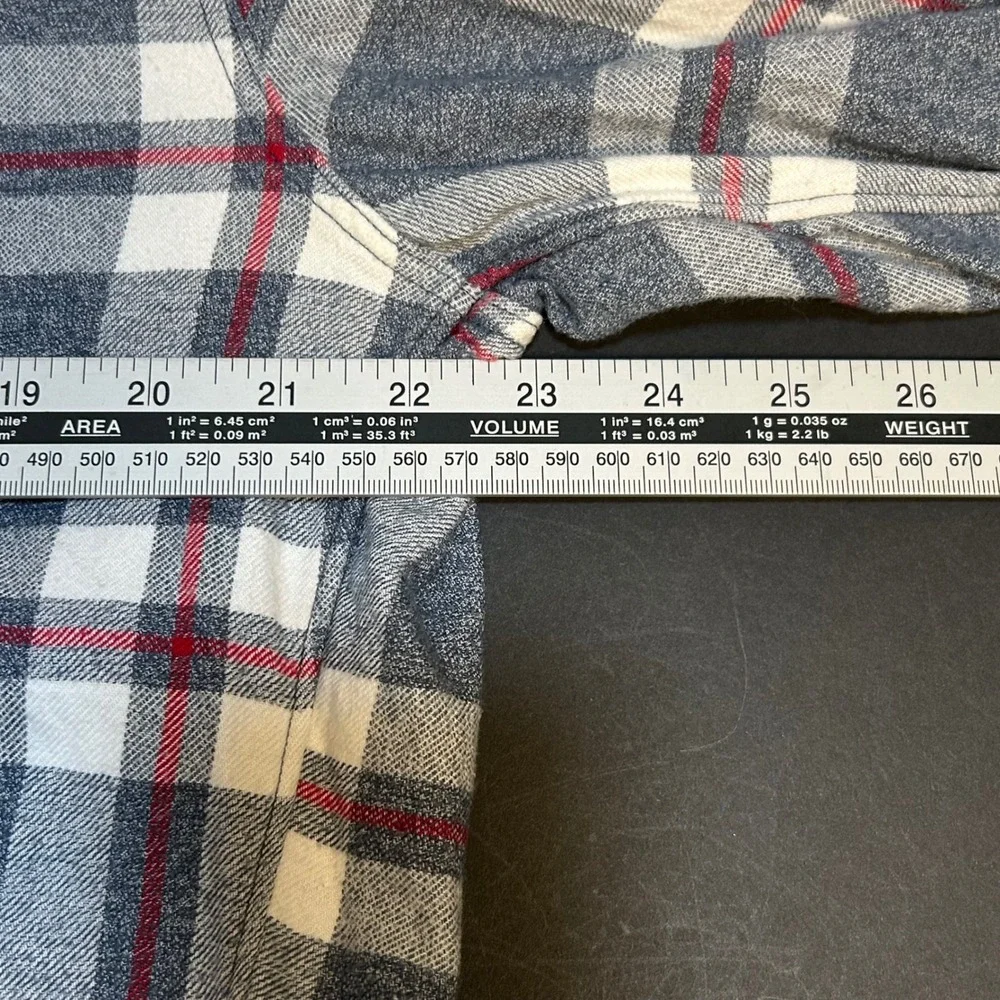 J Crew Slim Fit Plaid Flannel Button Down Men's Large Cotton Gray Red‎ White