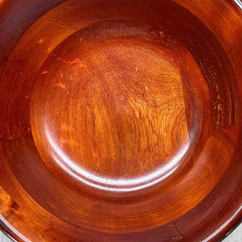 Mountain Woods Vintage Set of 5 Siamese Teak Wooden Salad Bowl Handcrafted Brown