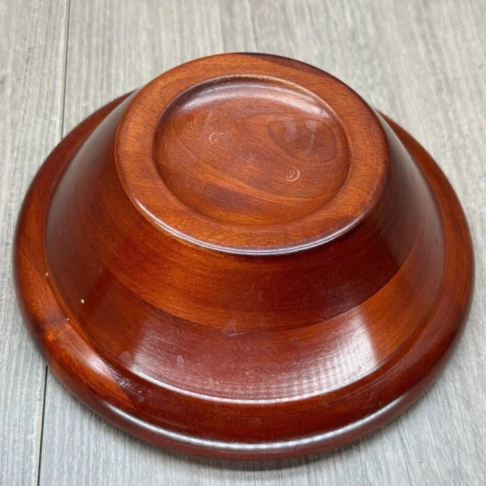 Mountain Woods Vintage Set of 5 Siamese Teak Wooden Salad Bowl Handcrafted Brown