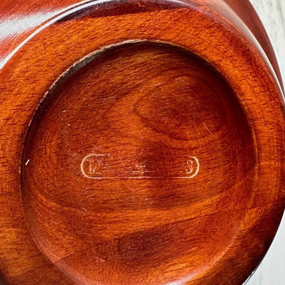 Mountain Woods Vintage Set of 5 Siamese Teak Wooden Salad Bowl Handcrafted Brown