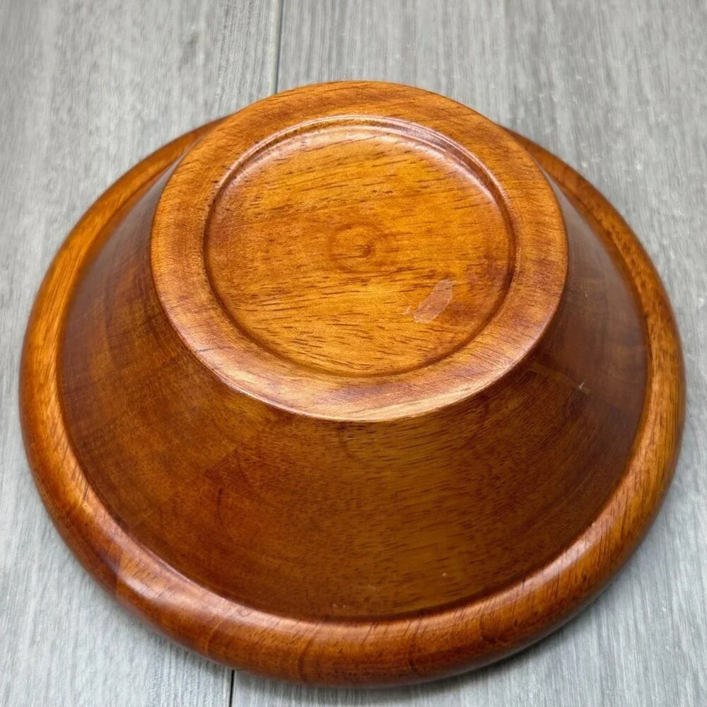 Mountain Woods Vintage Set of 5 Siamese Teak Wooden Salad Bowl Handcrafted Brown
