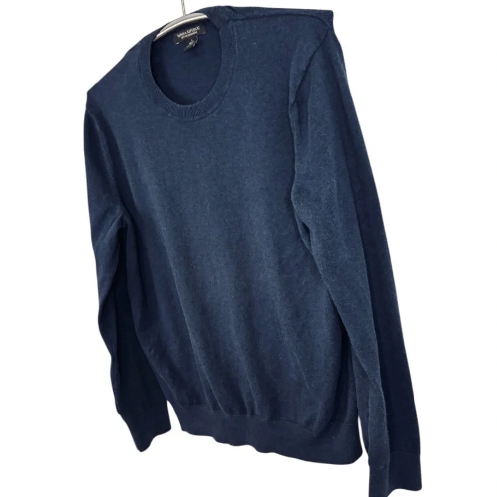 Banana Republic Men's Navy Blue Cashmere Blend Crewneck Sweater Size Large