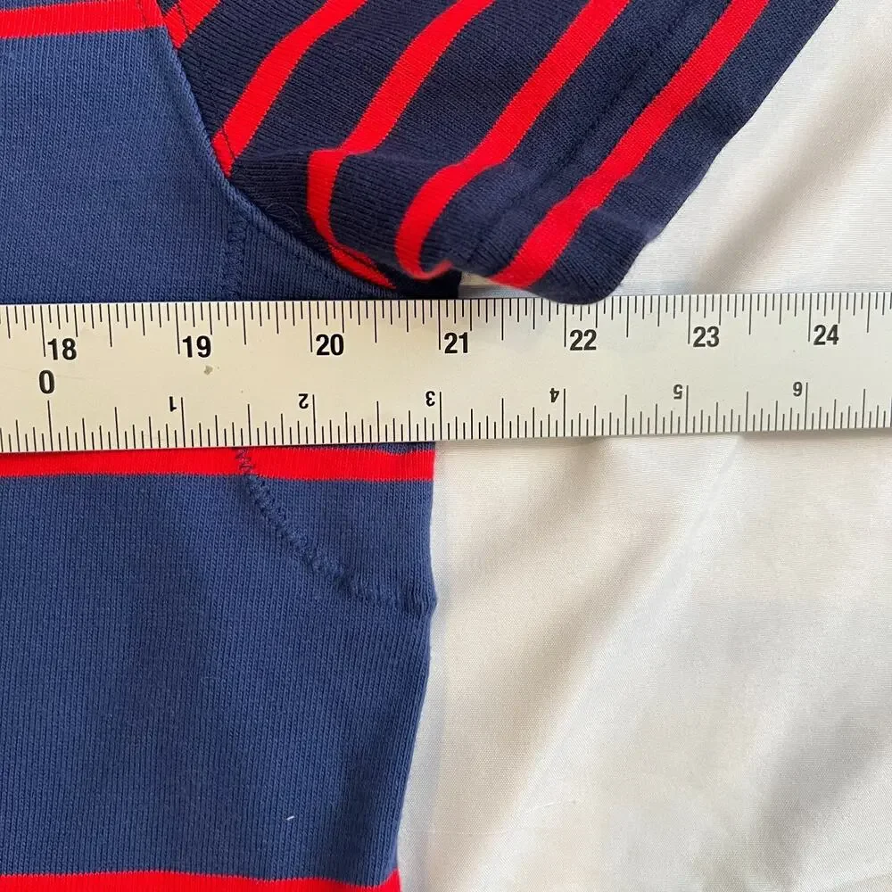 J Crew Rugby Polo Shirt Mens Medium Red Stripe Oarsman Preppy Soccer Nautical