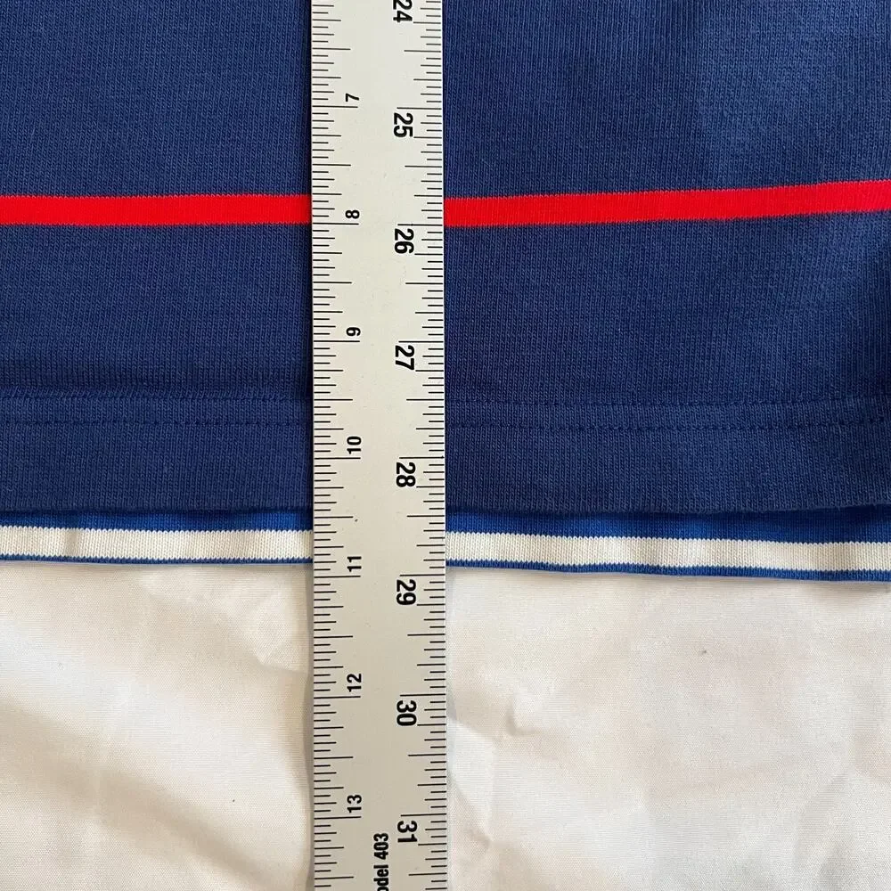 J Crew Rugby Polo Shirt Mens Medium Red Stripe Oarsman Preppy Soccer Nautical