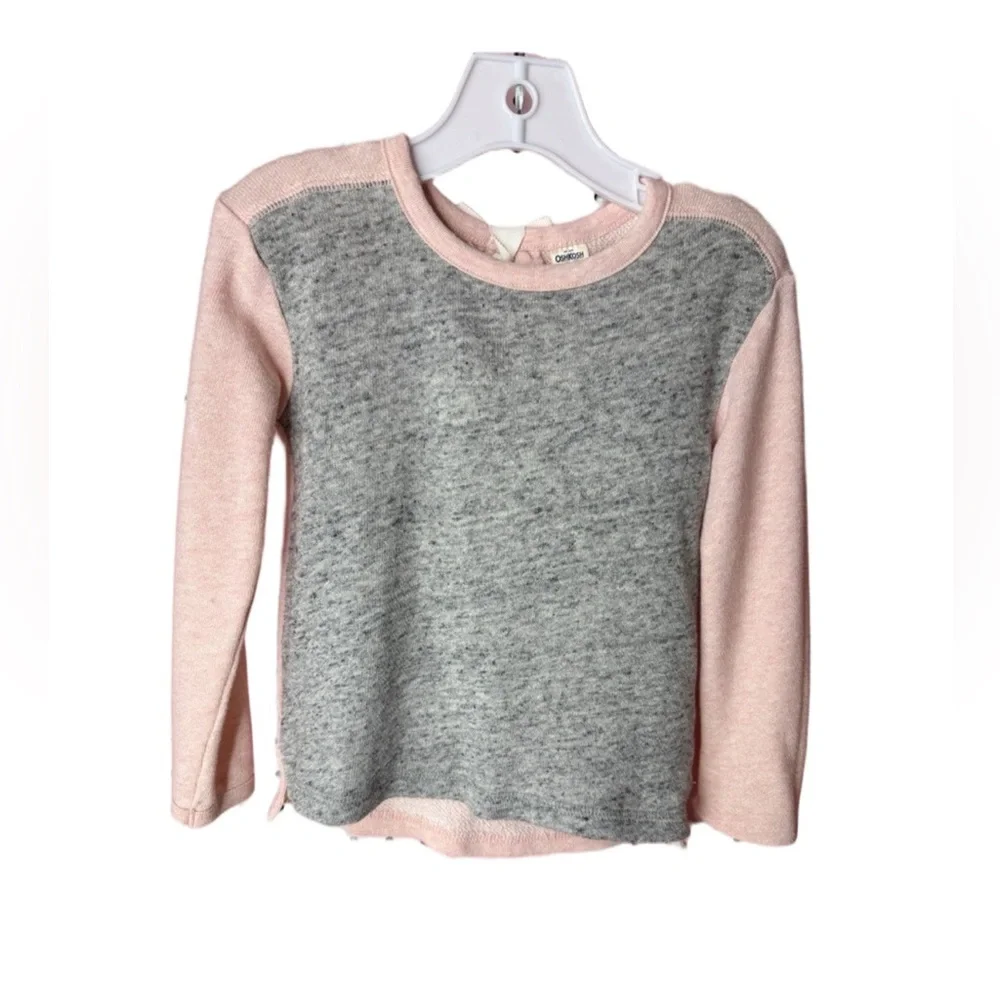 OshKosh B’gosh Girls Color Block Sweatshirt Pink Gray Size 4T Casual Classic