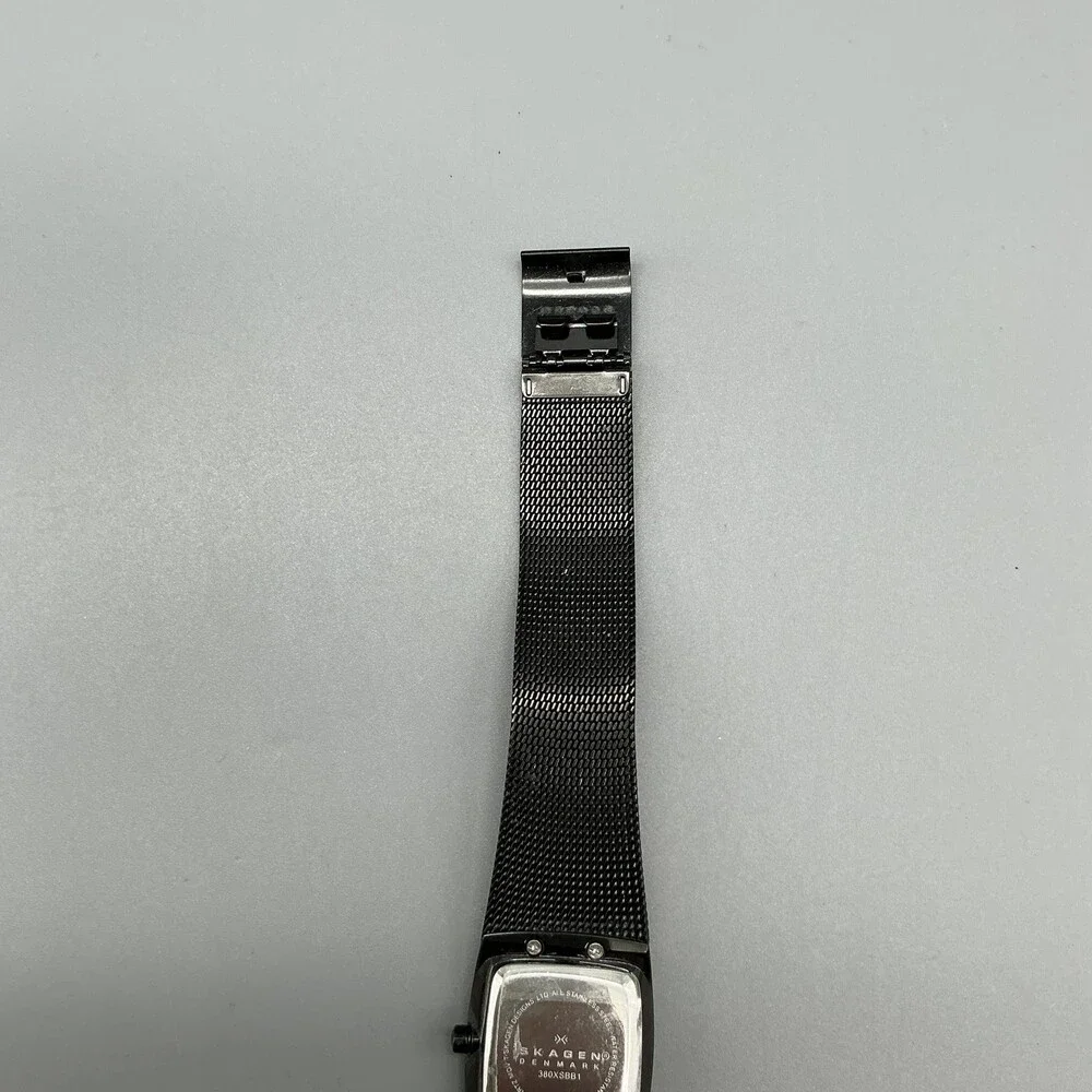 Skagen Womens Watch 21mm Black Dial Crystals Mesh Bracelet Steel New Battery