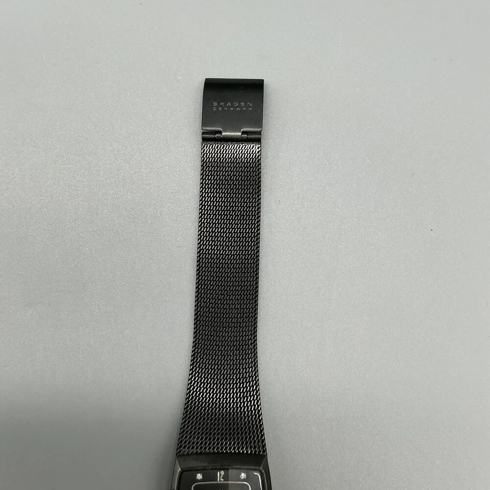Skagen Womens Watch 21mm Black Dial Crystals Mesh Bracelet Steel New Battery