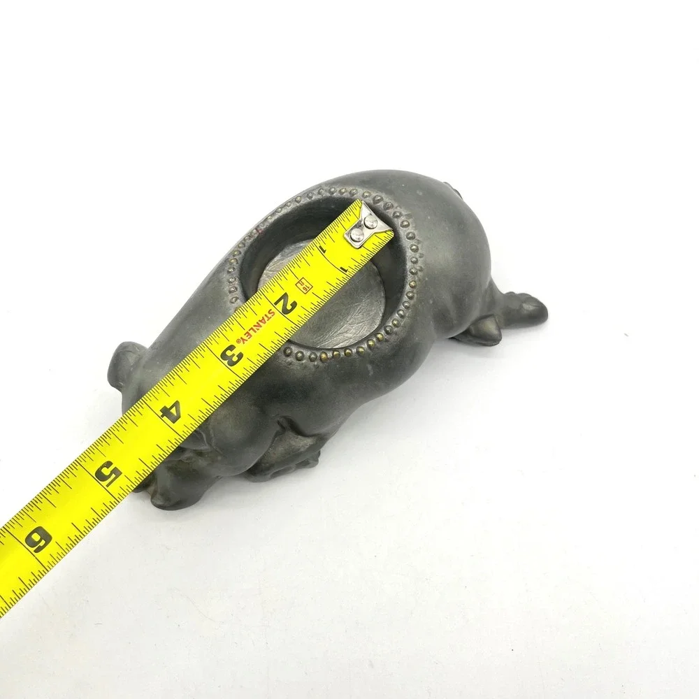 Morton's Steakhouse Vintage Pewter Sleeping Pig Oil Lamp Base Petites Choses 7