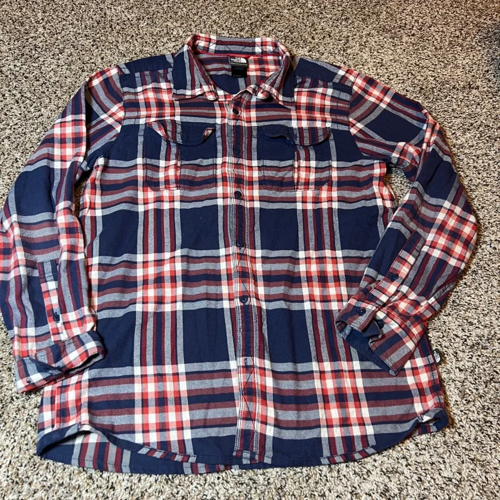 The North Face Flannel Shirt Plaid Button‎ Up Long Sleeve Outdoor Mens XL