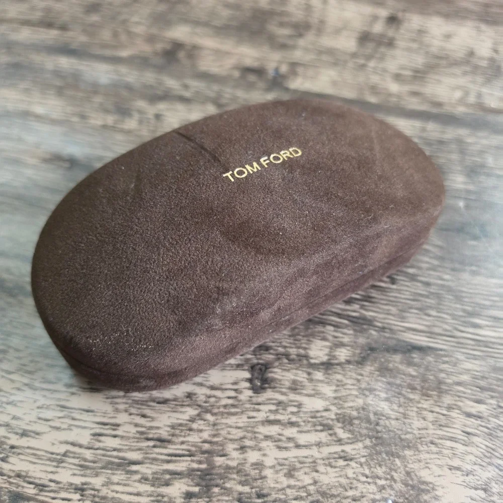 TOM FORD Sunglasses Case Unisex OS Brown Velvet Hard Shell Clamshell Logo