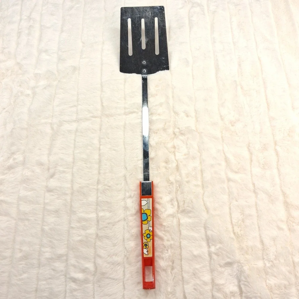 Vintage Ekco Stainless Mid-Century USA Long Handle Slotted Spatula Flipper 19
