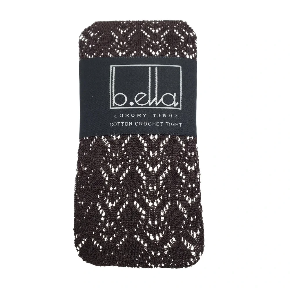 Luxury Cotton Crochet Tight Small Espresso Brown B.ella Codori Italian Hosiery