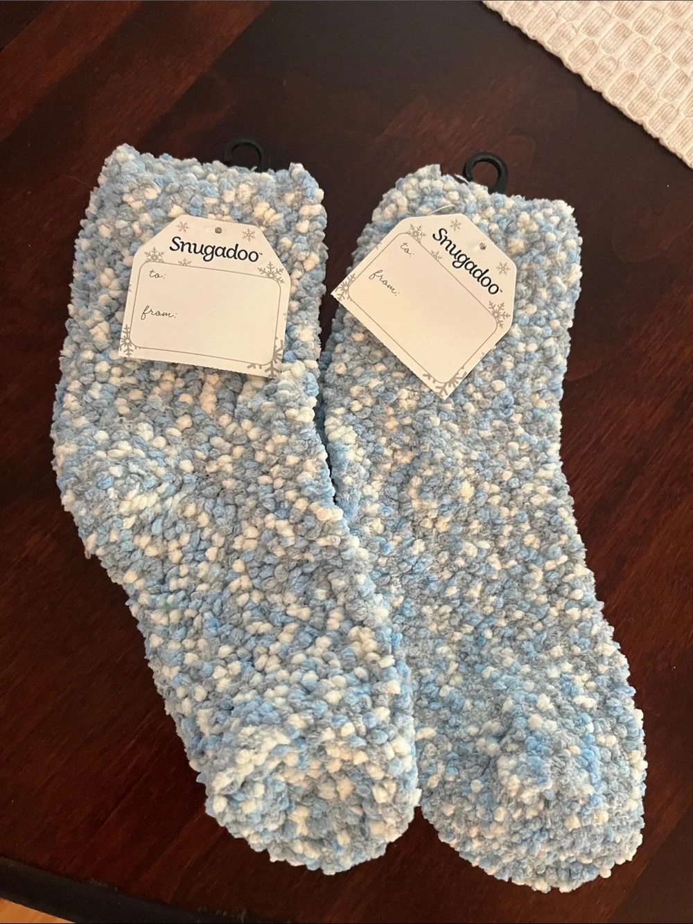 Plush Fuzzy Socks for Men - Light Blue & White