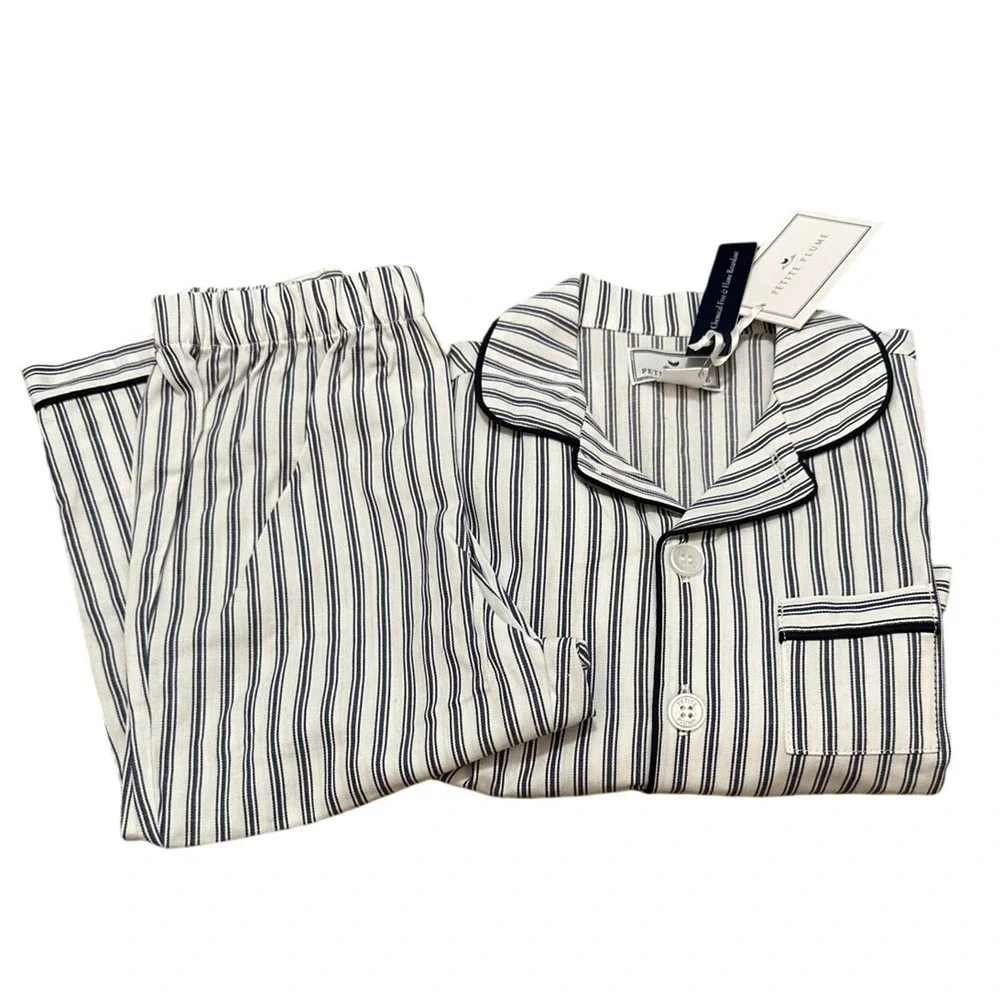 Petite Plume Kids' Ticking Stripe Pajama Set Navy French Size 3 New