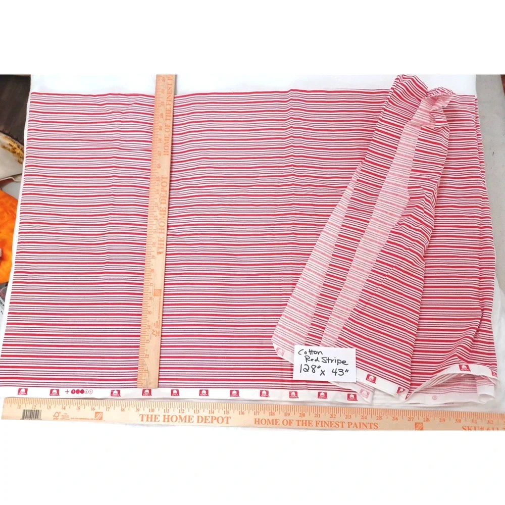 Red White Stripes Christmas Craft Sewing Quilting Cotton Fabric 1 Pc 128