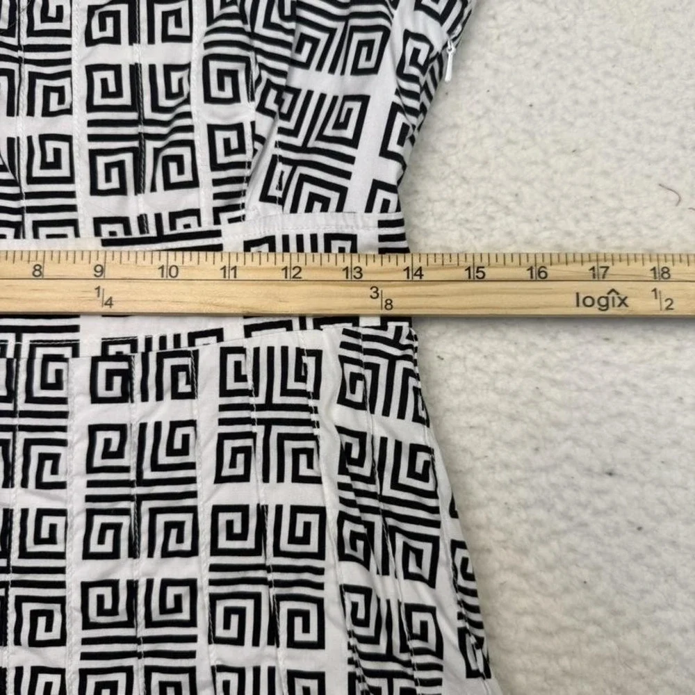 Tory Burch Dress Womens Size‎ 6 Navy White Geometric Sleeveless Zipper Pockets