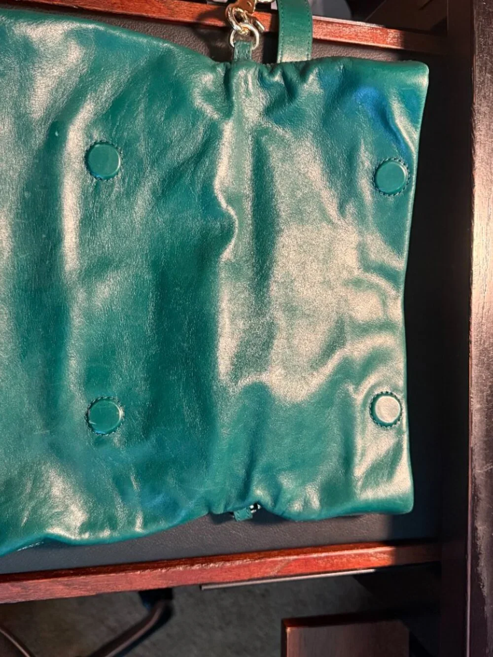 Tory Burch Dena Leather Messenger Bag in Malachite Green