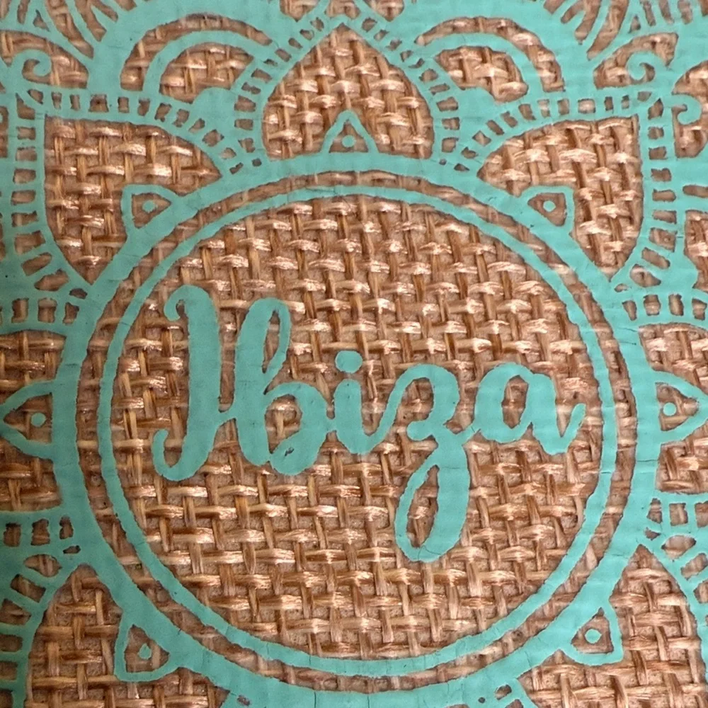Goa Ibiza Turquoise and Tan Canvas pouch With Mandala Pattern