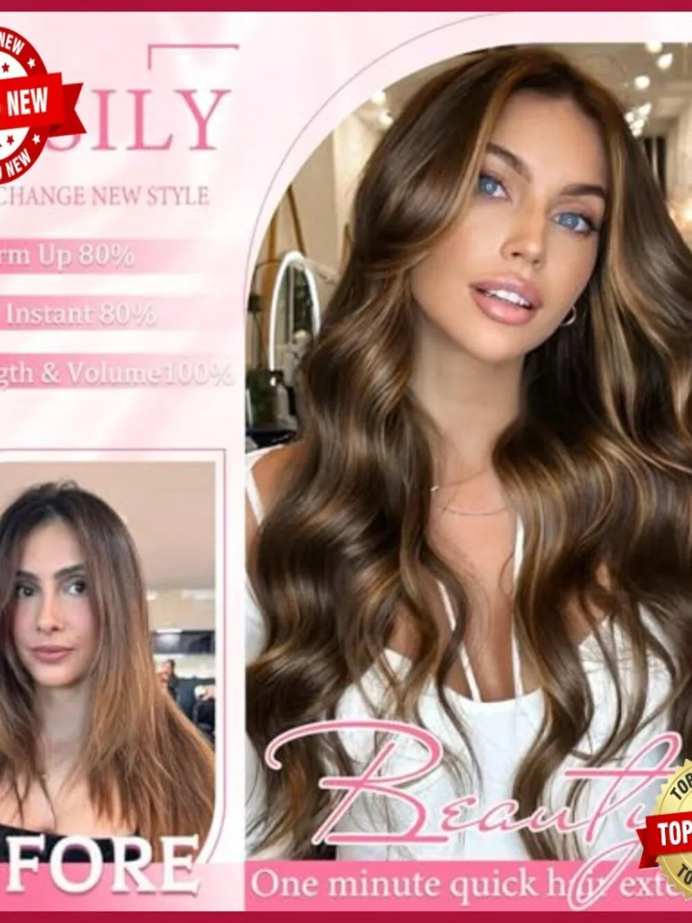18 Inch Real Human Hair Clip In Extensions 8 Piece Set 100g
