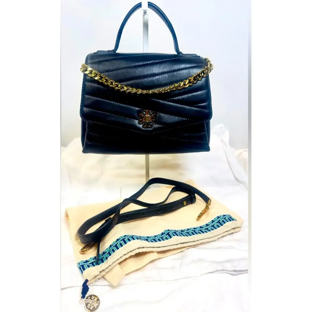 Tory Burch Black Small Kira Chevron Top-Handle Bag