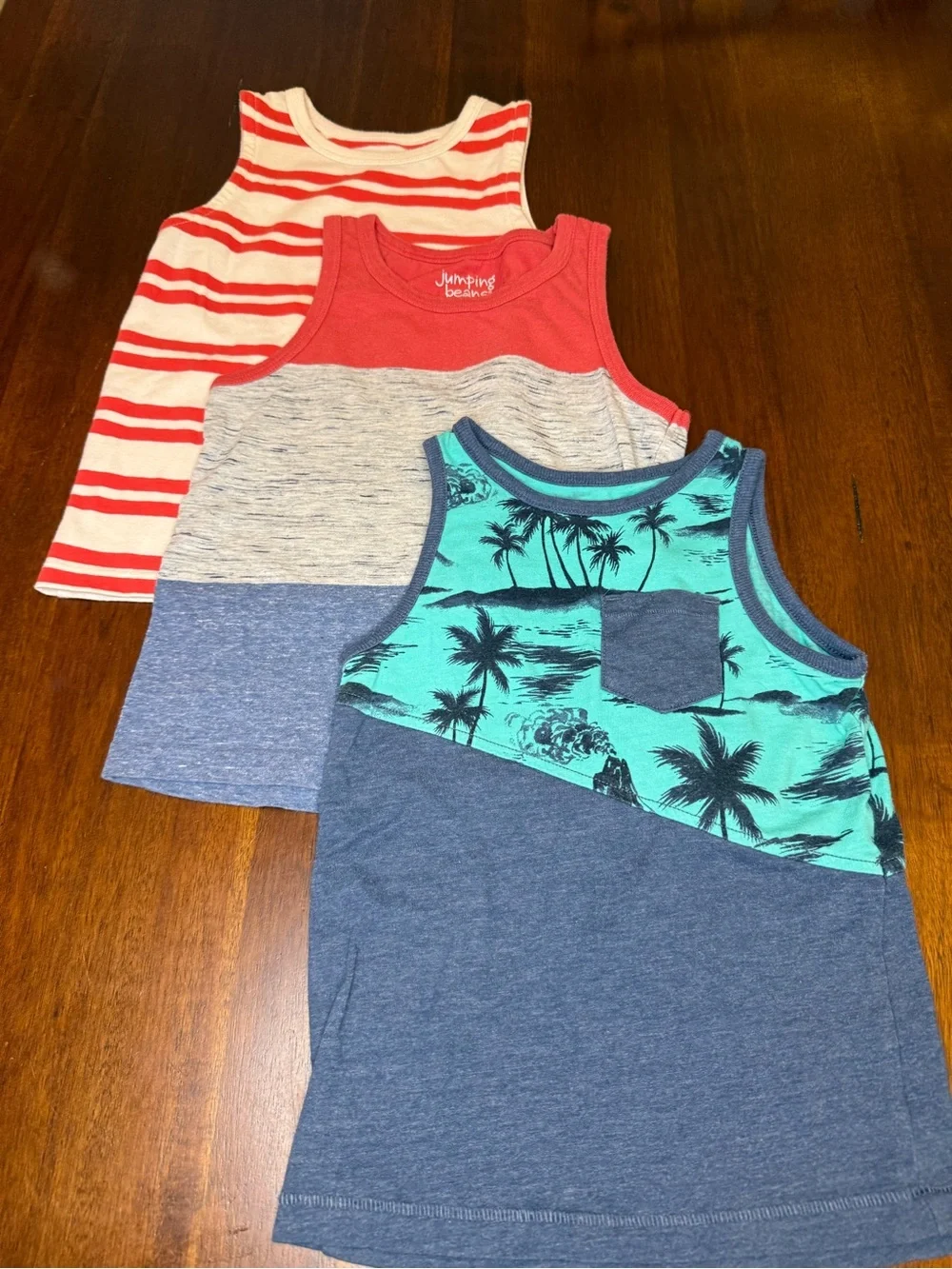 OshKosh B'gosh Boys 3-Pack Tank Tops - Coral, White, Teal, Navy
