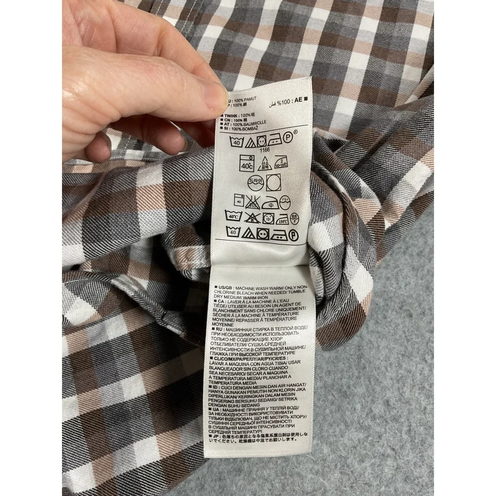 Banana Republic Luxe Flannel Slim Fit Plaid Button Down Shirt Mens XL 1713