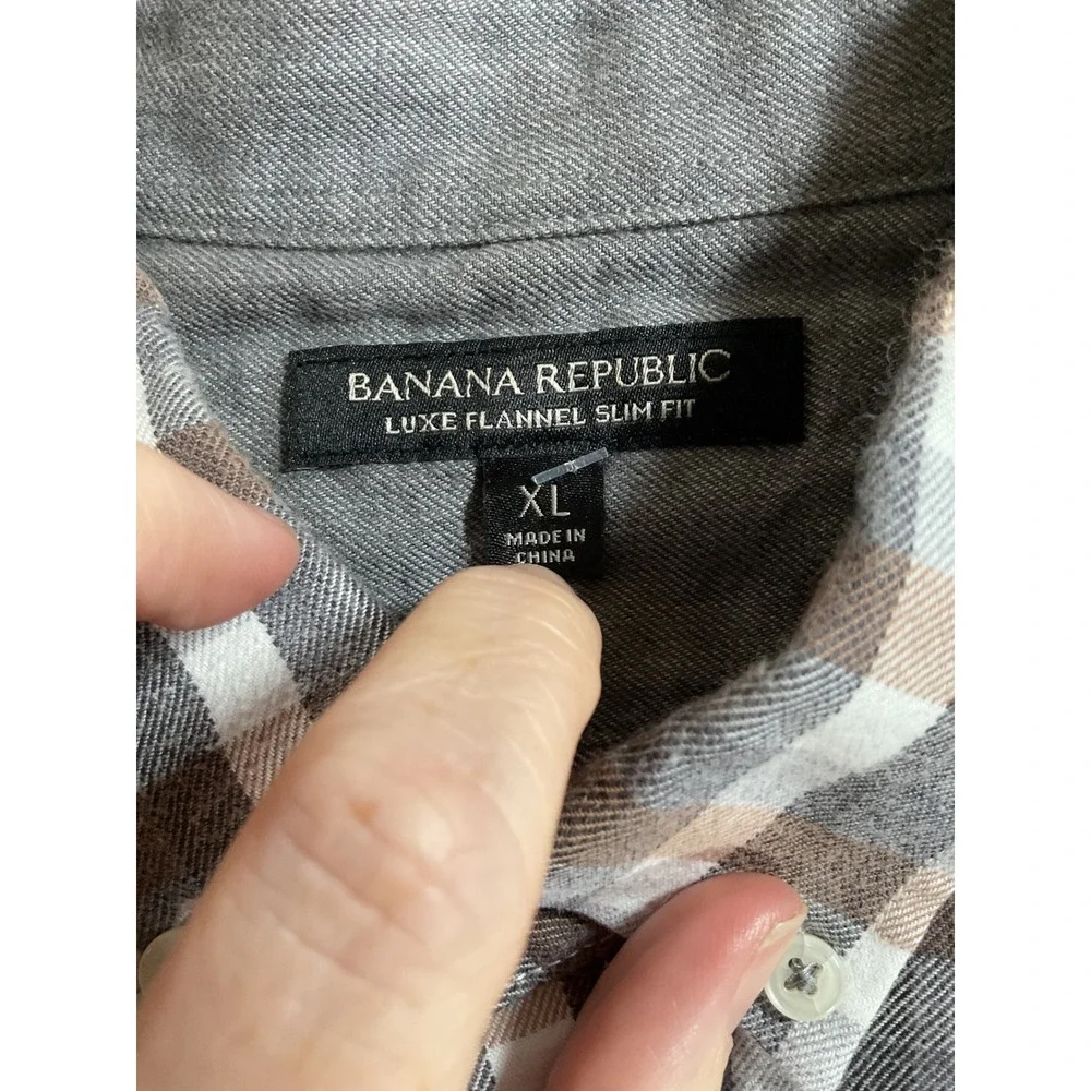 Banana Republic Luxe Flannel Slim Fit Plaid Button Down Shirt Mens XL 1713