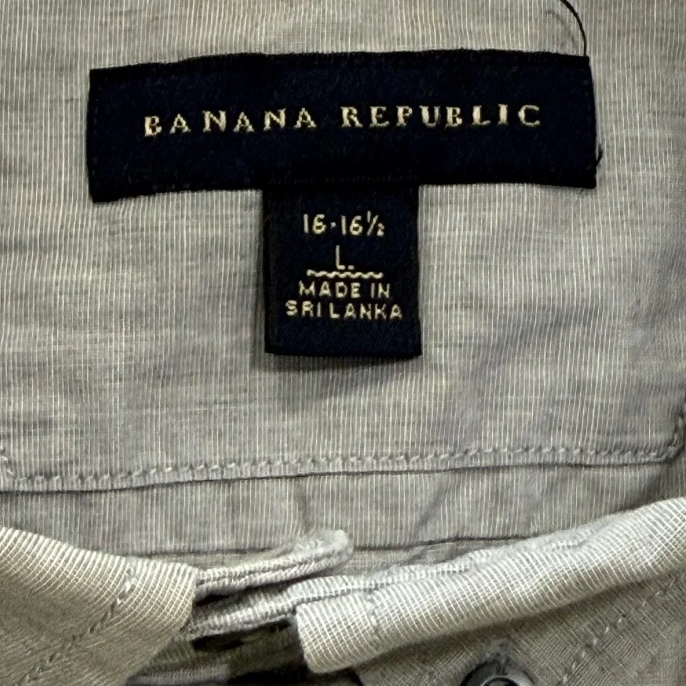 Banana Republic Mens Gray Cotton Button Down Shirt Long Sleeve Size L 16-16.5