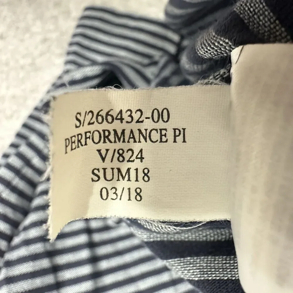 Banana Republic Performance Pique Polo Shirt Mens XL Blue Striped Short Sleeve