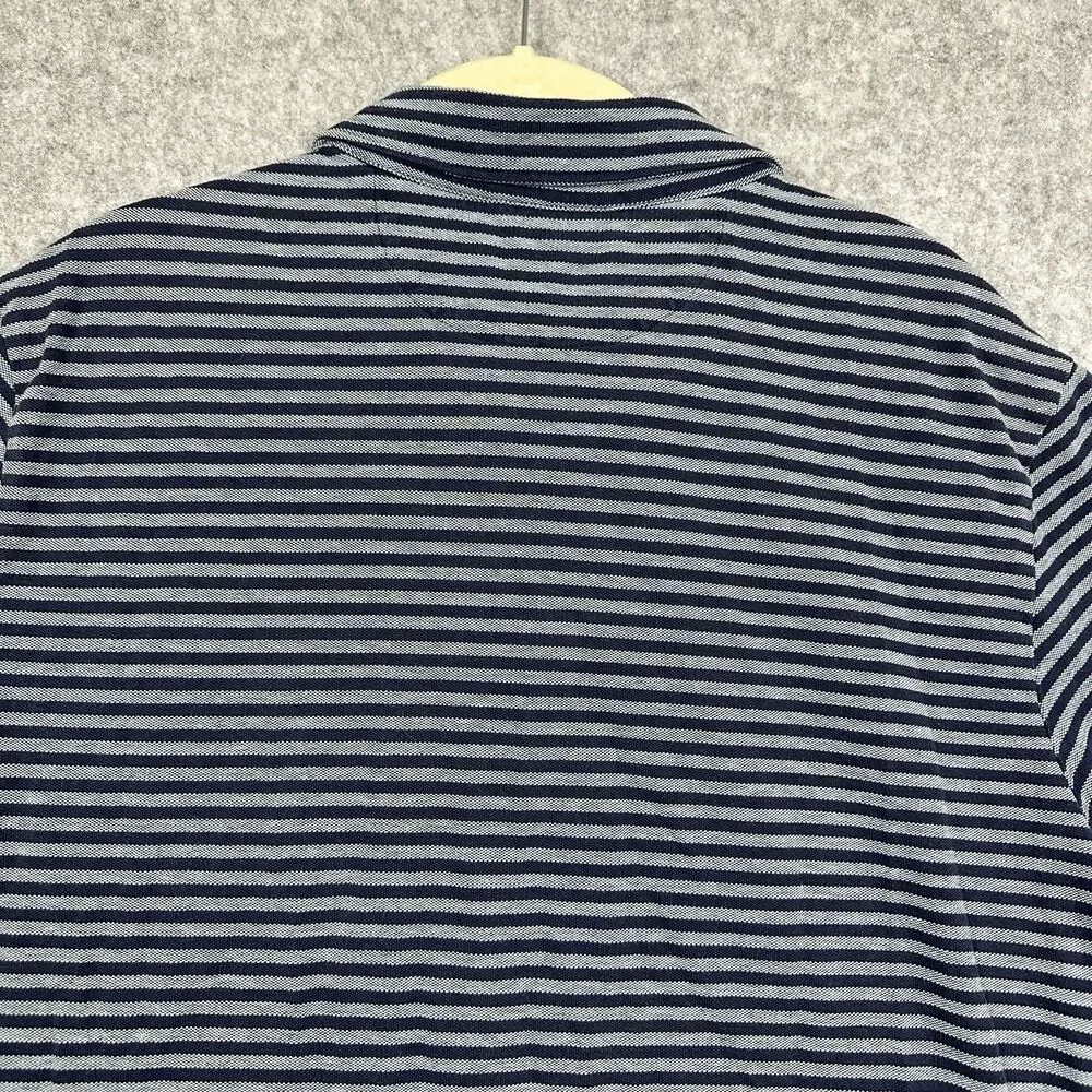 Banana Republic Performance Pique Polo Shirt Mens XL Blue Striped Short Sleeve