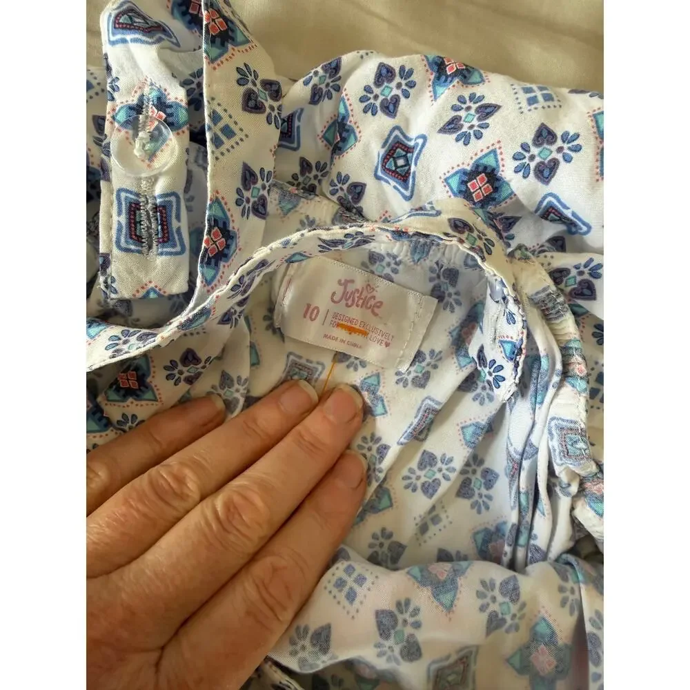 Justice blue and coral print romer size 10