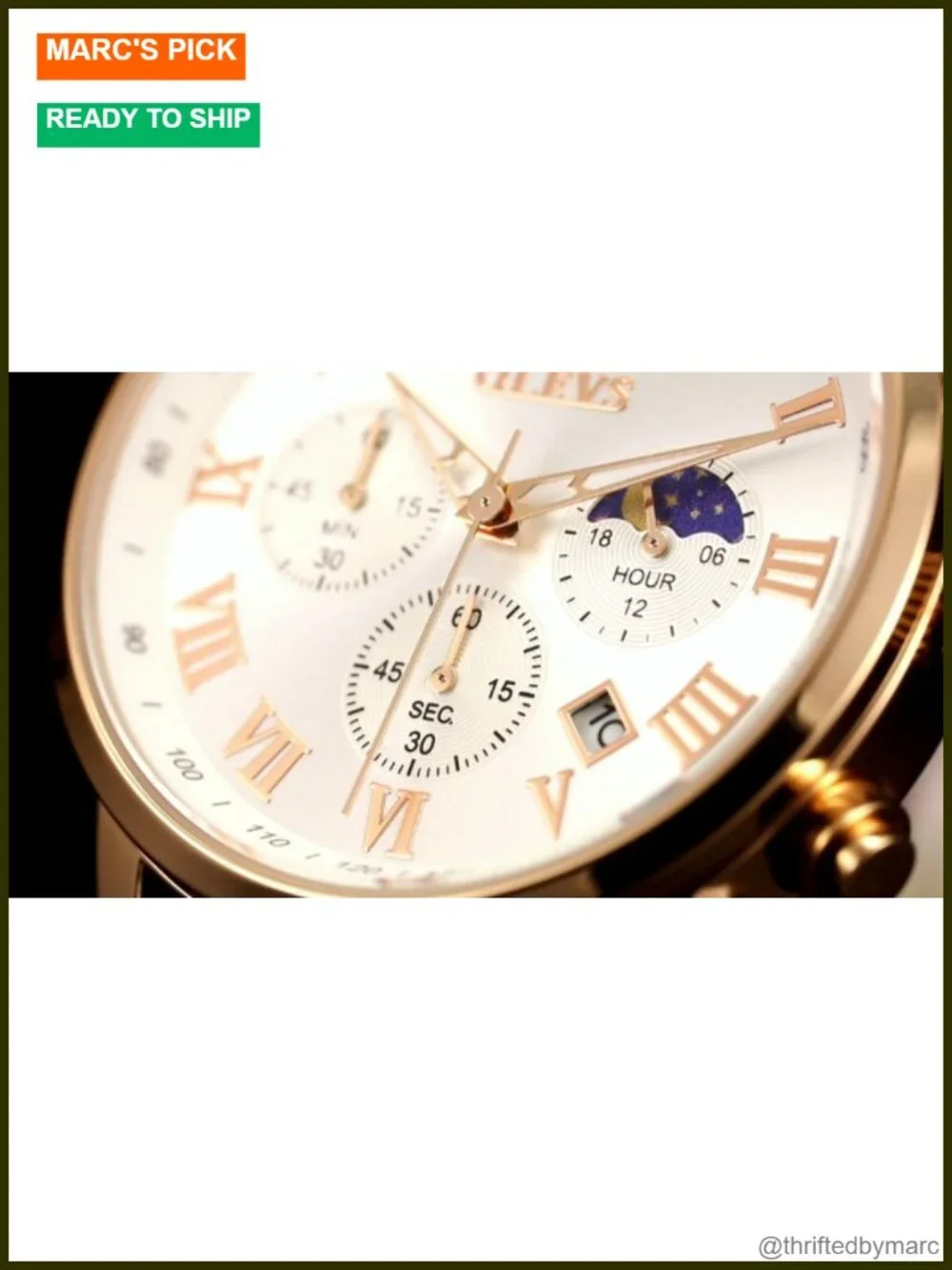 Mens Chronograph Leather Analog Quartz Wrist Watch Luminous Moon Phase Date