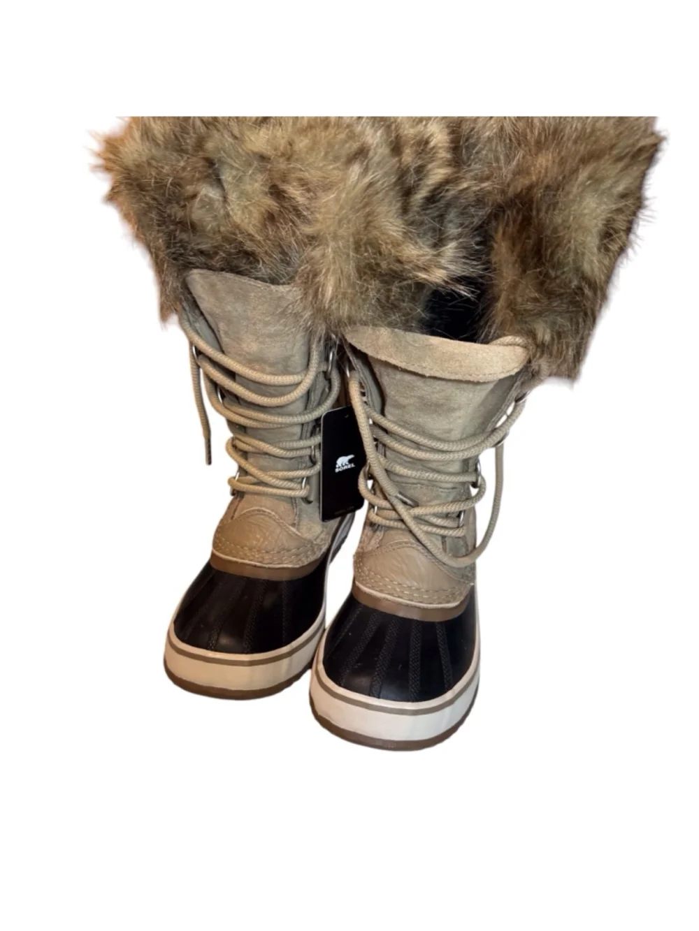 Womens Sorel Joan of arctic taupe fur lined size 5