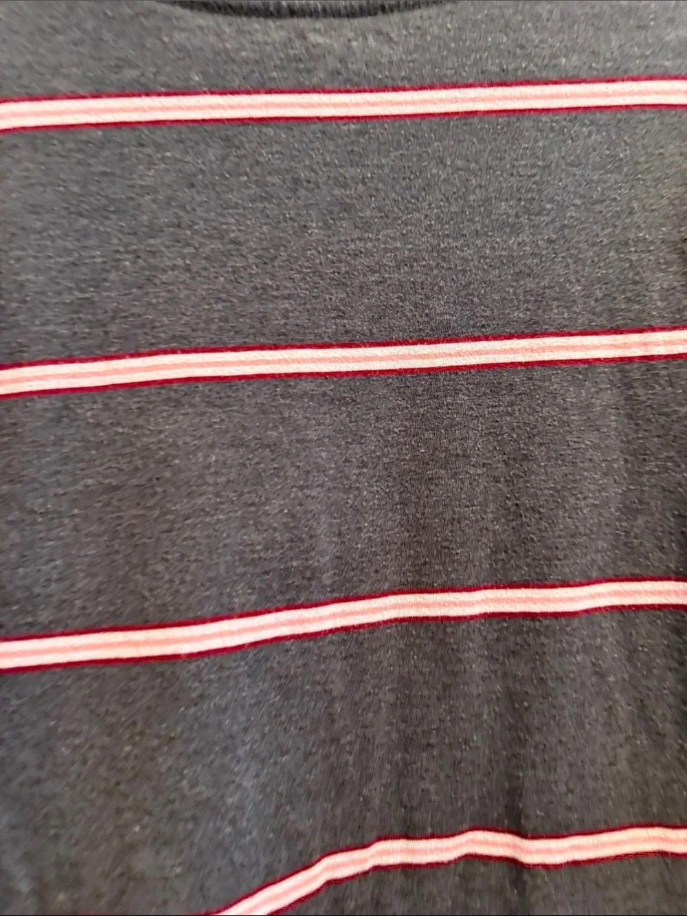 Old Navy Dark Gray Crewneck Top with Pink & White Stripes