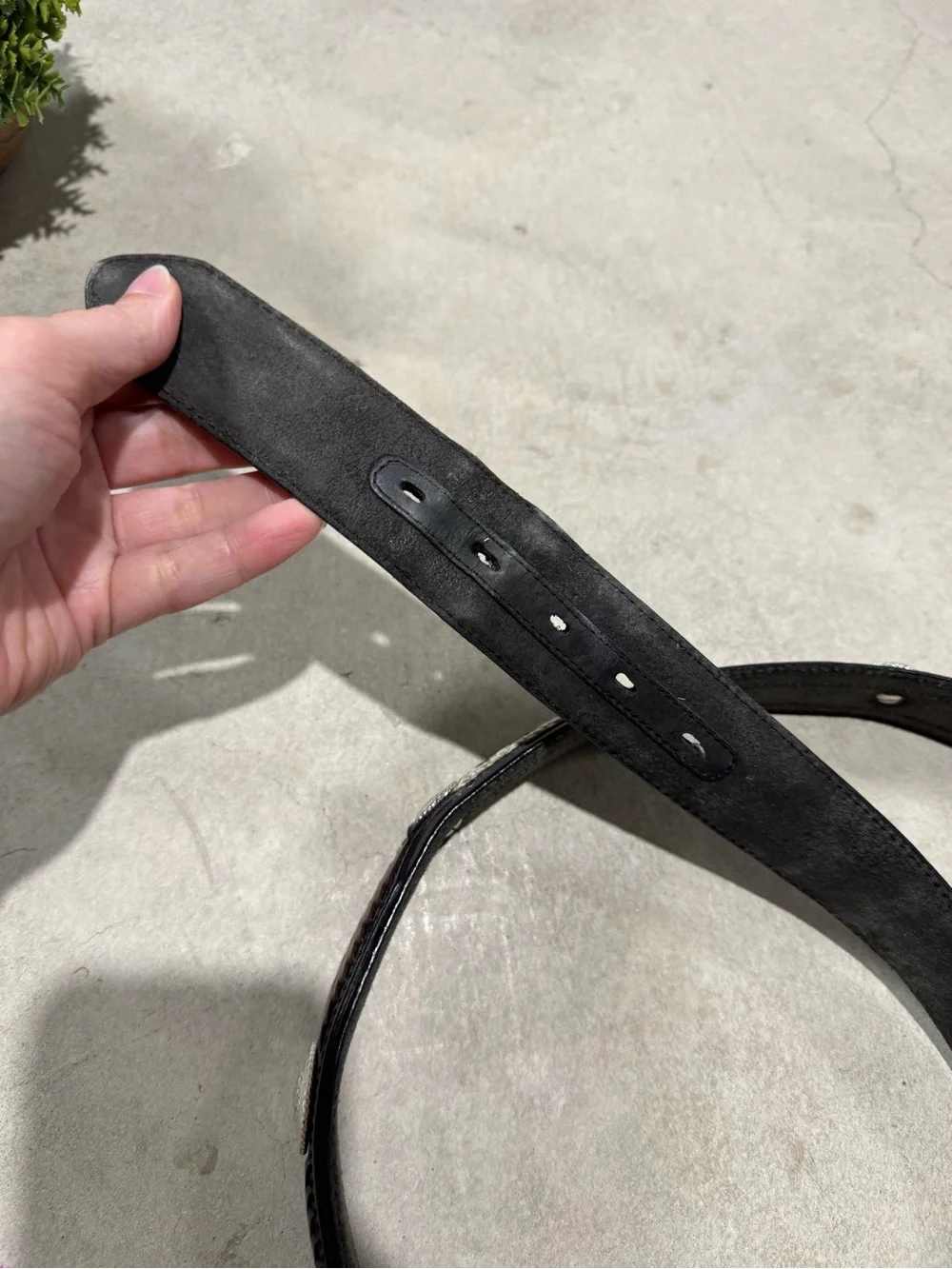 Tony Lama Horse Hair Leather Belt Men Size 42 Black Leather Western Cowboy Rodeo