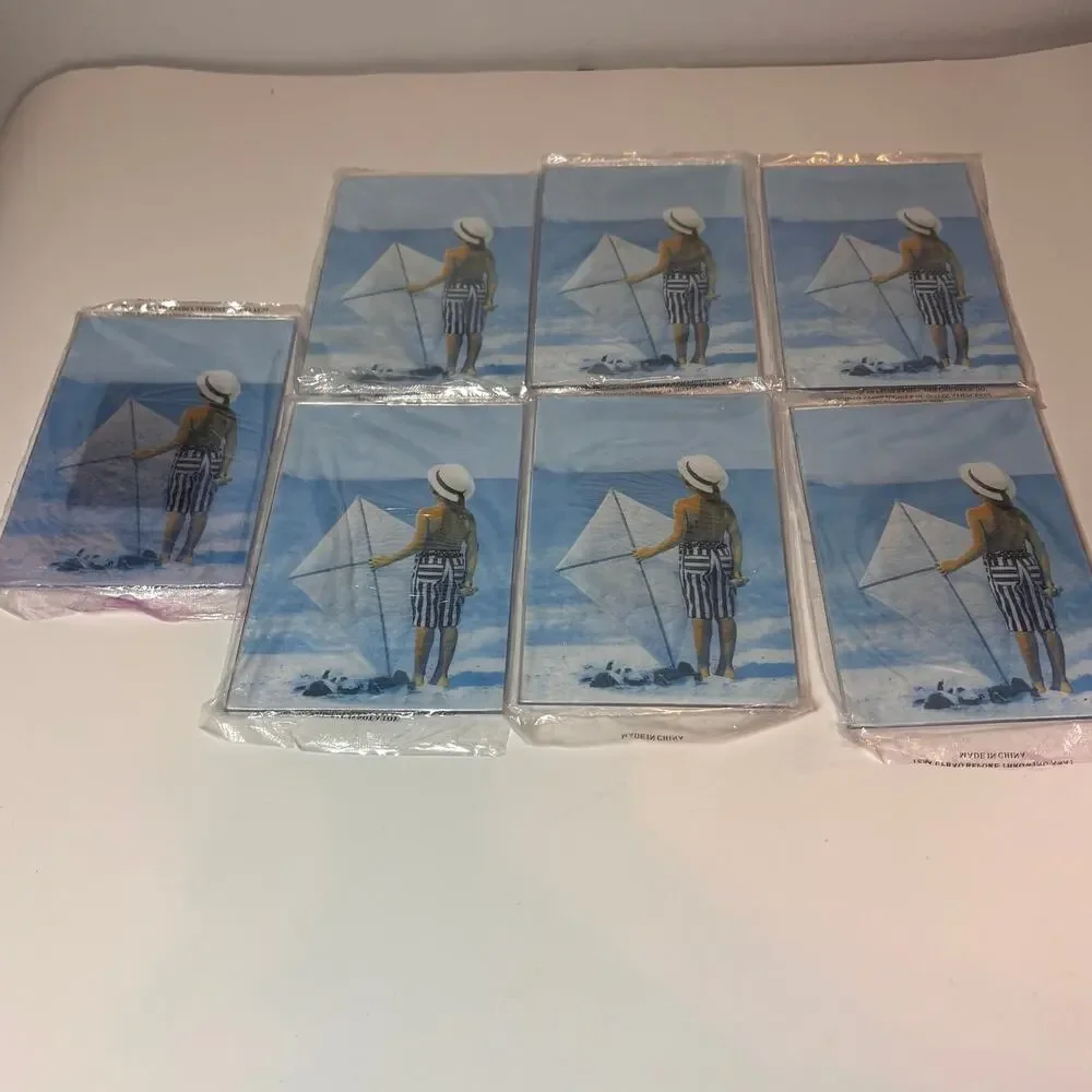 Lot of 7 Vintage Clear Borderless Acrylic Magnetic Fridge Photo Frames 3.5” x 5”