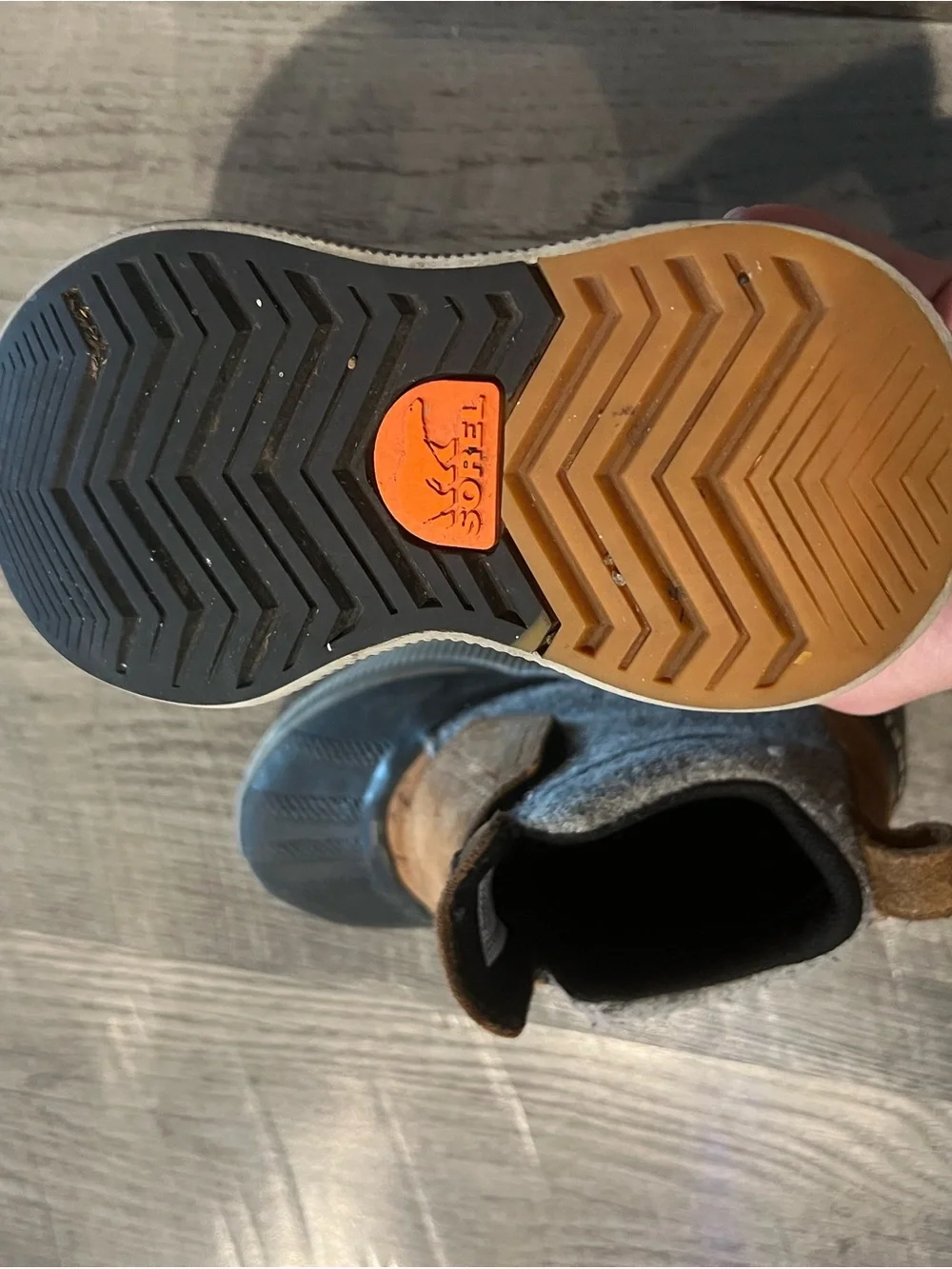Sorel Kids' Felt High-Top Boots in Gray and Brown