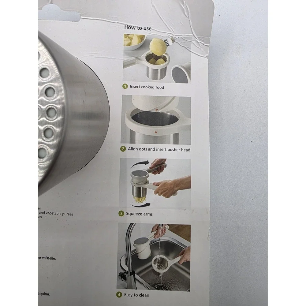 Joseph Joseph Helix Potato Ricer Masher Ergonomic Twist-Action Hand Manual Stain