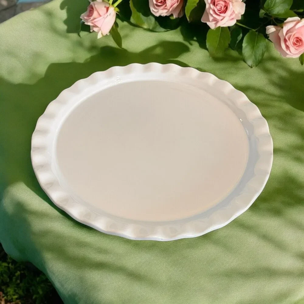 NEW Cake Keeper 12” White Ribbon Design Handmade Destinos Portugal
