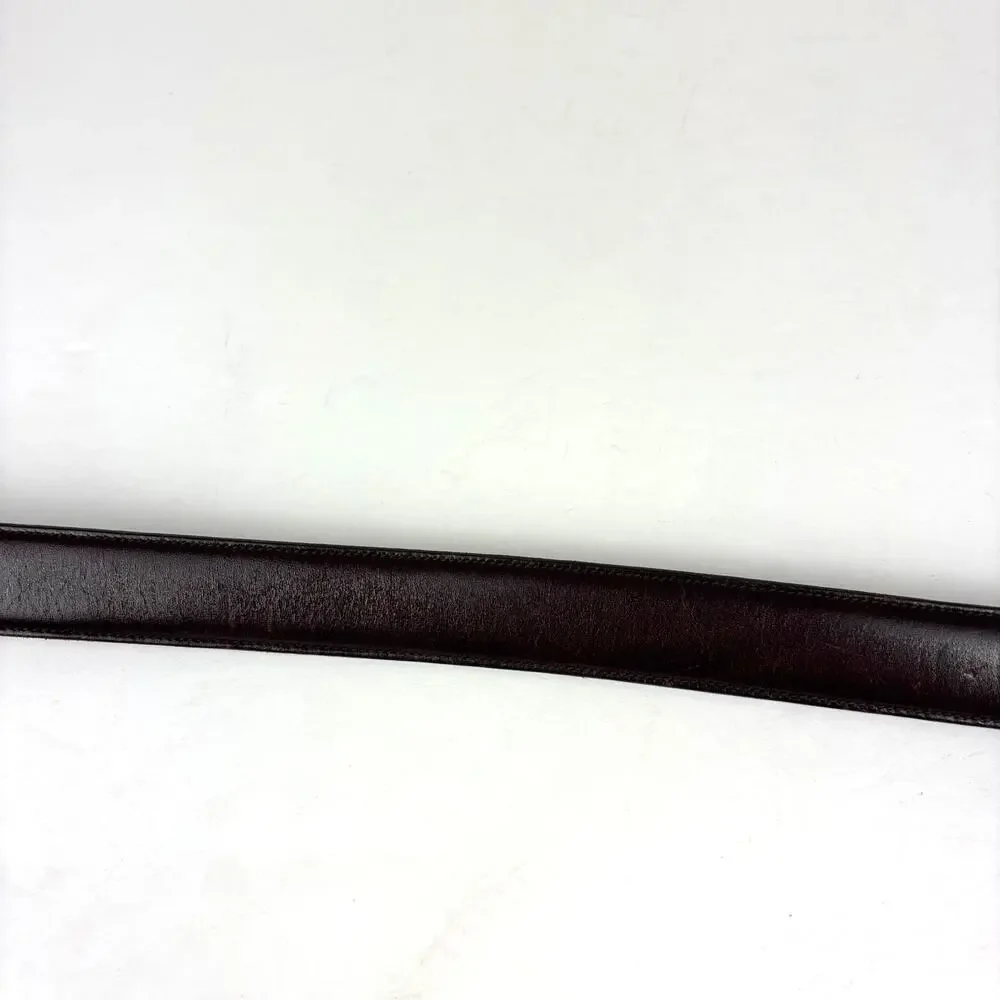 Brooks Brothers Leather Belt 38 Silver Buckle Deep reddish-brown