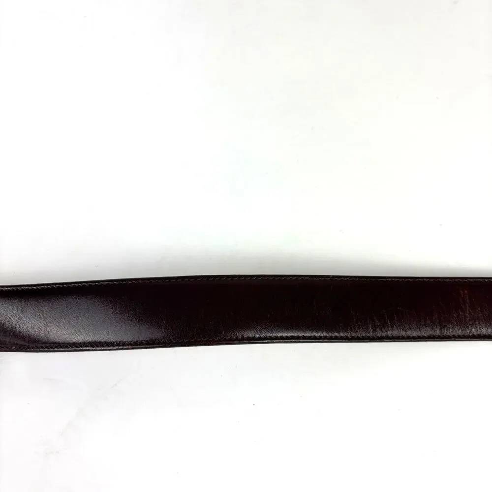 Brooks Brothers Leather Belt 38 Silver Buckle Deep reddish-brown