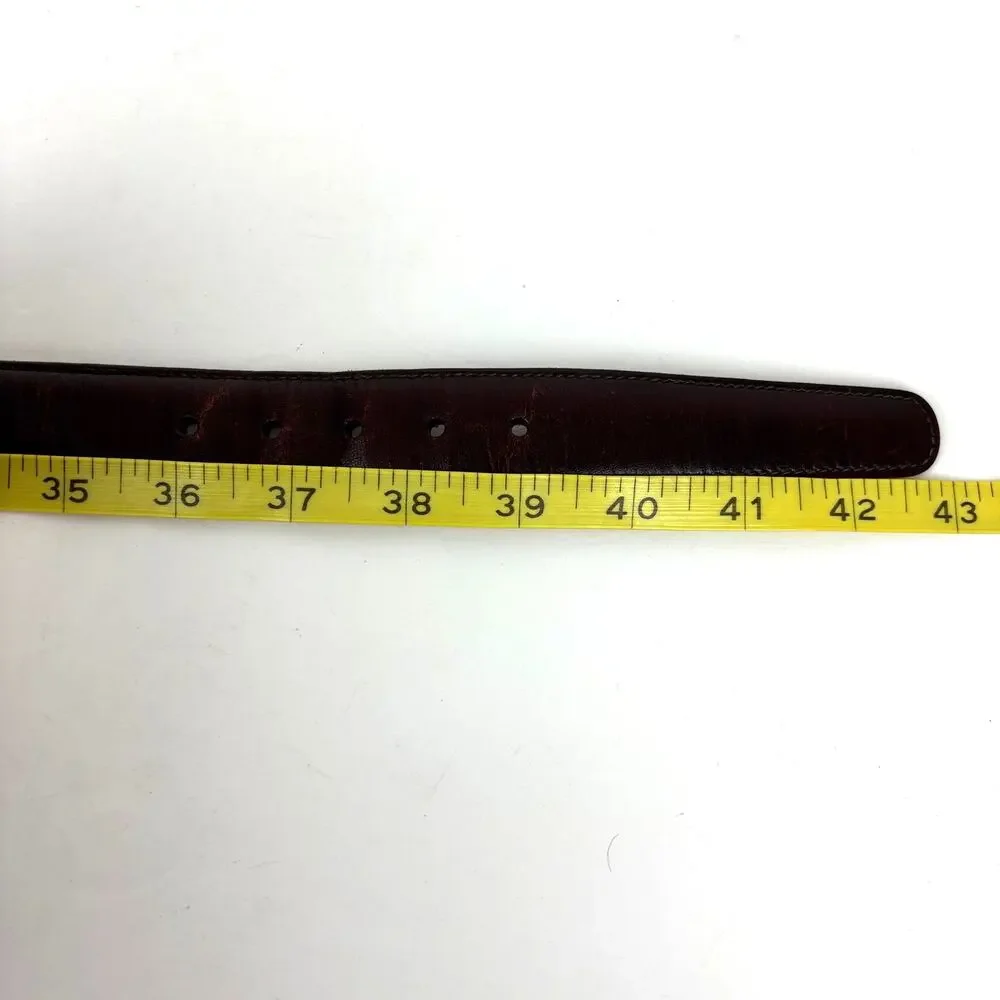 Brooks Brothers Leather Belt 38 Silver Buckle Deep reddish-brown