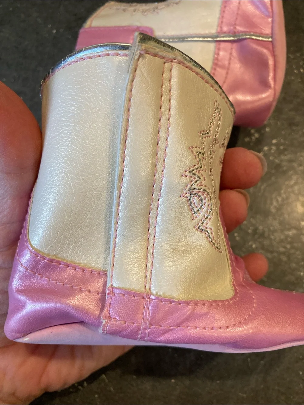 Girls Rising Star cream pink cowboy boots size 6-9 months