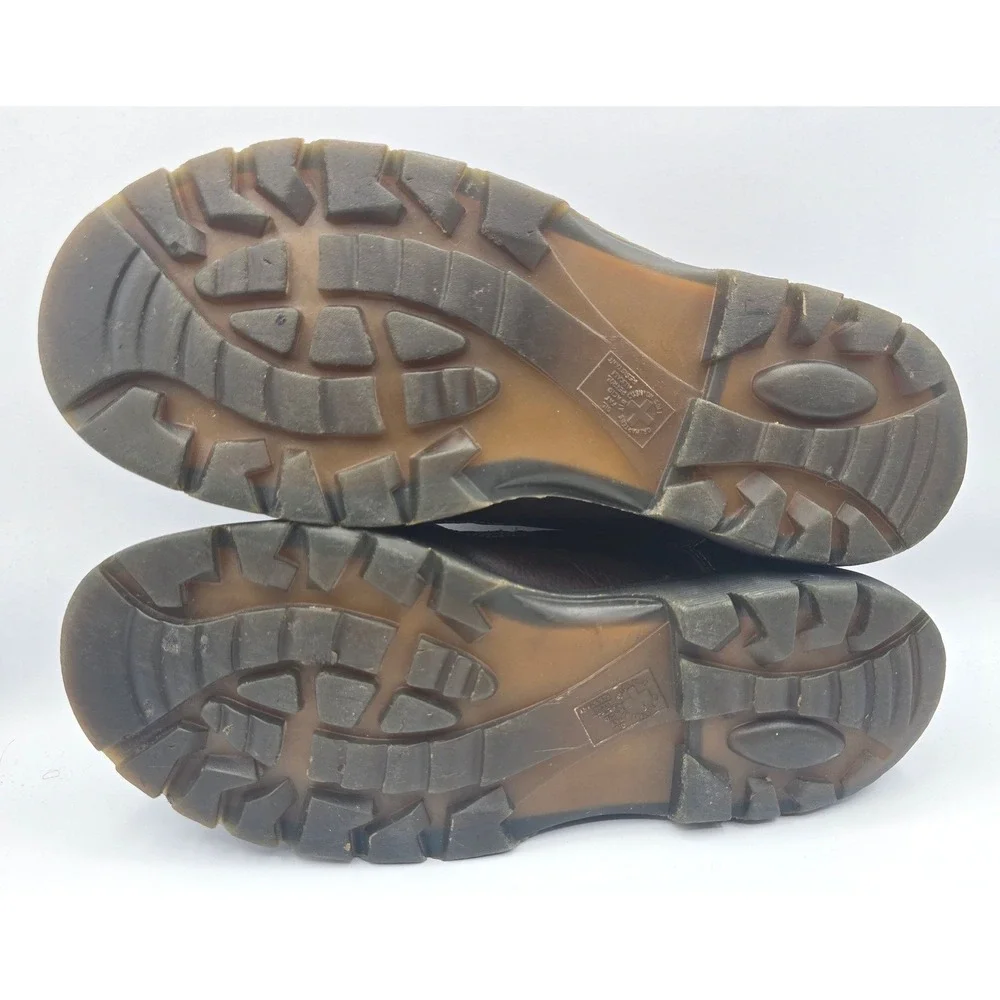 Dr. Martens 7A12 Steel Toe Work Shoes Mens 11 Brown Leather Low Top Boots Y2K