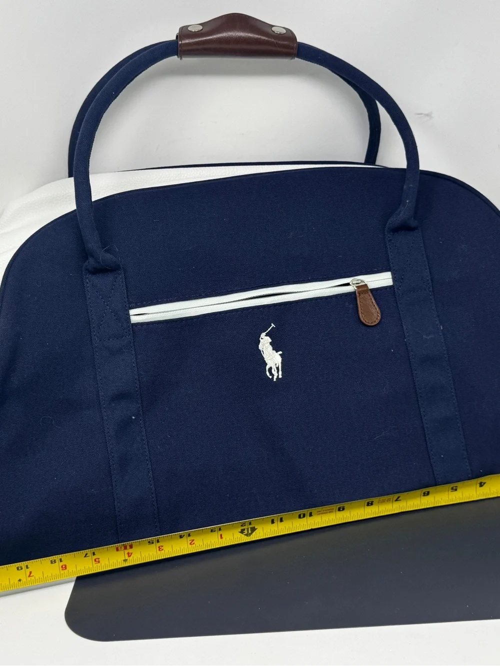 Polo Ralph Lauren Leather and fabric Duffel Bag new