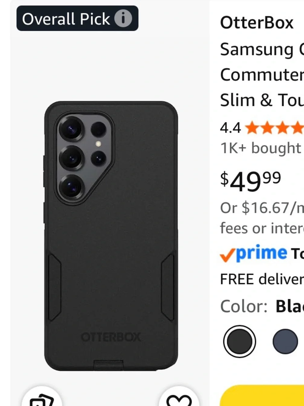 OtterBox Black Rugged Slim Case for S26