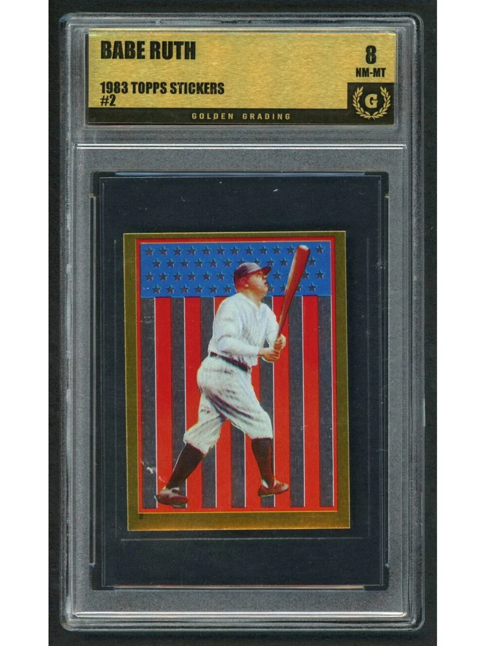 1983 Topps Foil Stickers Babe Ruth #2 Yankees HOF Graded 8 NM - MT